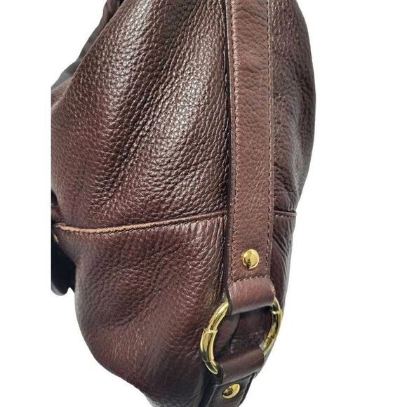 MICHAEL Michael's Kors Fulton Brown Pebbled Leather Shoulder Hobo Bag Purse - Picture 5 of 12